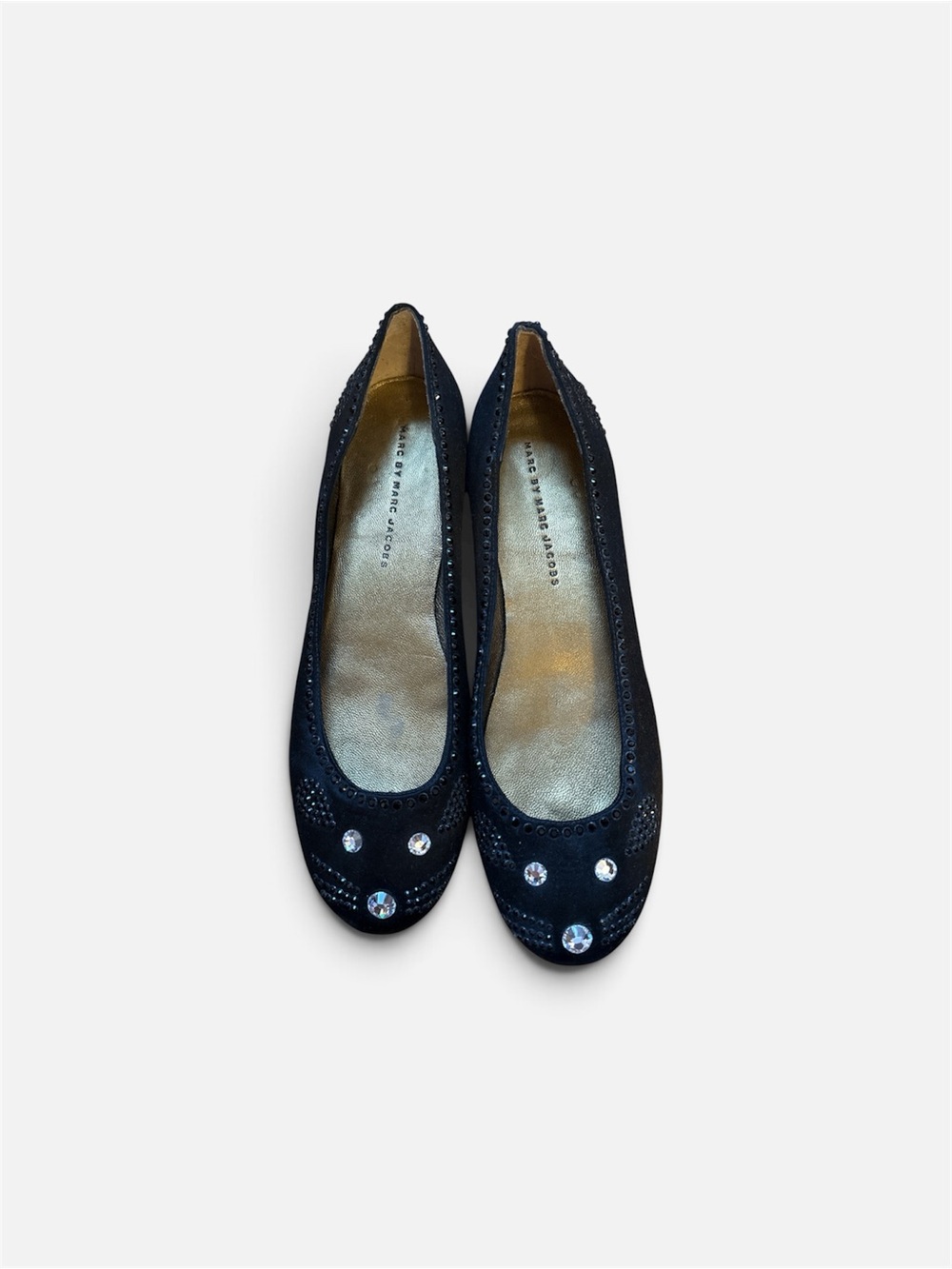 Marc by Marc Jacobs Black Cat Crystal Ballet Flats